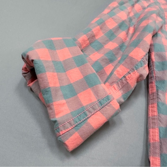 J. CREW men’s peach gray checkered button down long sleeve shirt, M. - Picture 4 of 5